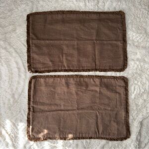 Brown Fringed throw pillowcases Set